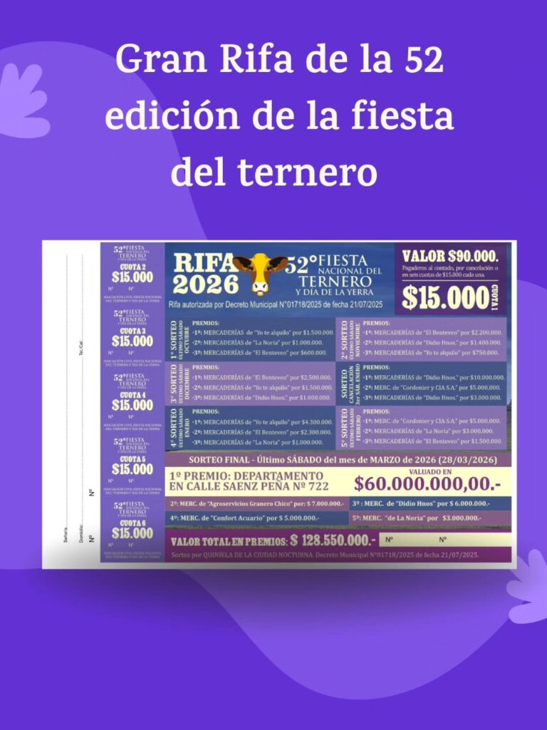 Gustavo Taylor y Teresita García hablaron de la rifa de la 52° Fiesta Nacional del Ternero y Día de la Yerra
