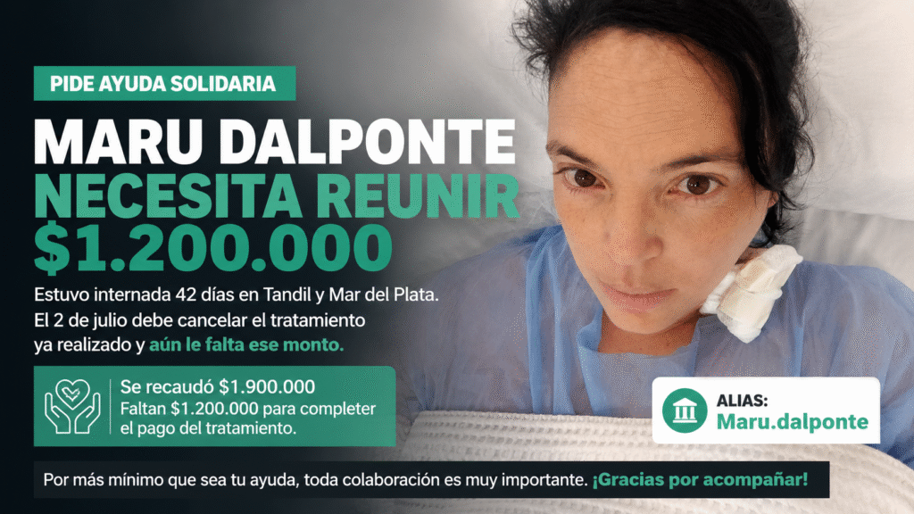 Piden ayuda solidaria para Maru Dalponte: necesita reunir $1.200.000 para afrontar el costo de su tratamiento