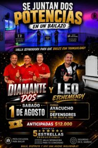 Gran bailazo en Ayacucho: Diamante Dos y Leo Etchemendy compartirán escenario el 1° de agosto